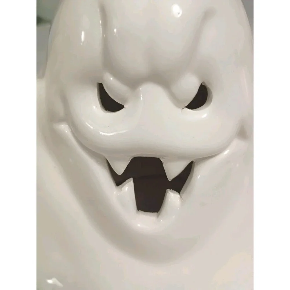 Vintage Lighted Halloween Ghost Ceramic Candy Bowl Dish